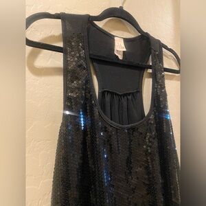 Black glitter tank top